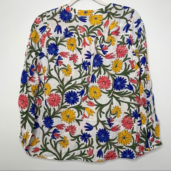 Lightweight 100% Cotton Floral Blouse Size Small - Picture 2 of 4